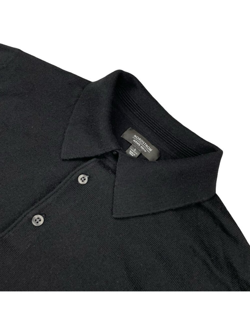 Nordstrom Men's 100% Merino Wool Pullover Polo Sweater Black • Large